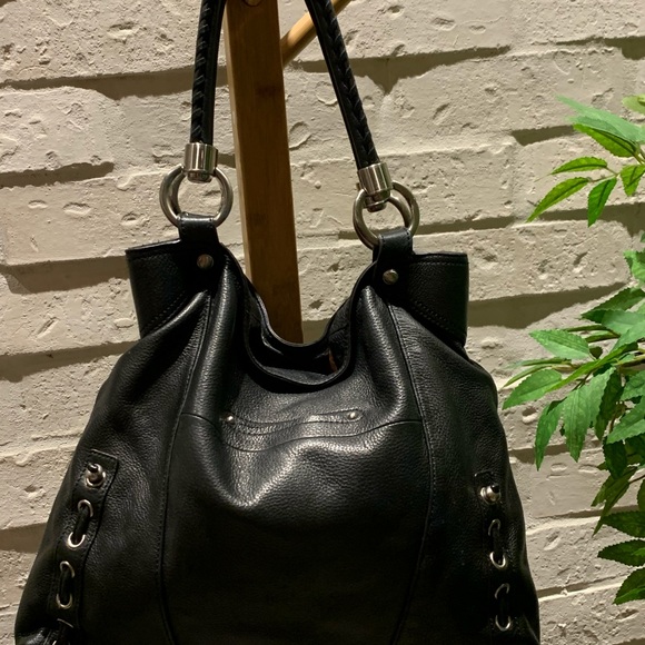 B. Makowsky Black Leather Hobo/Shoulder Bag - Picture 4 of 15